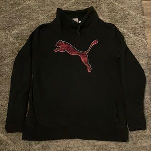 Womens puma sweater, size large, pink on black